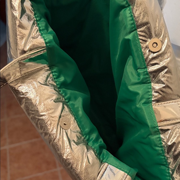 Silver Tote Bag with Green Accent - Picture 2 of 3